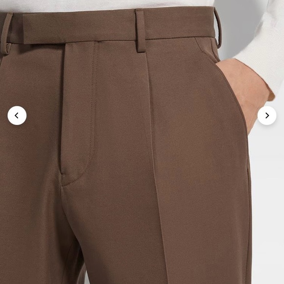 ZEGNA Brown Cotton-Wool Luxury Pants - Picture 2 of 6